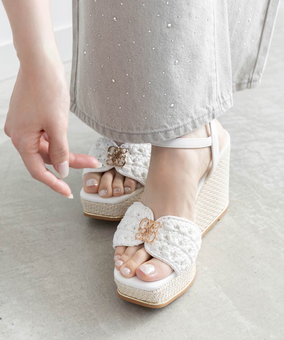  「モノグラムパーツウェッジソールサンダル」|サンダル|ホワイト