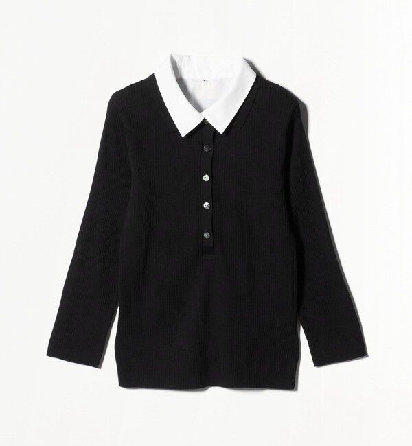 UNITED ARROWS「7分袖 シャツ コンビ ポロニット」|ニット・セーター|