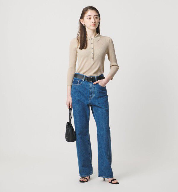 UNITED ARROWS「7分袖 シャツ コンビ ポロニット」|ニット・セーター|