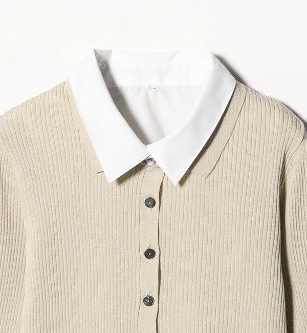 UNITED ARROWS「7分袖 シャツ コンビ ポロニット」|ニット・セーター|