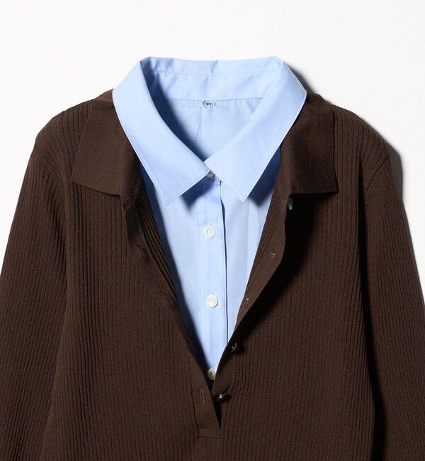 UNITED ARROWS「7分袖 シャツ コンビ ポロニット」|ニット・セーター|