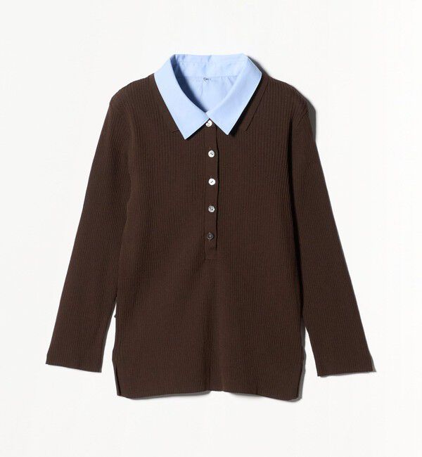 UNITED ARROWS「7分袖 シャツ コンビ ポロニット」|ニット・セーター|