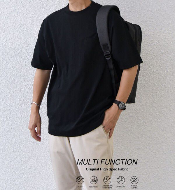 SHIPS any「SHIPS any:〈接触冷感/遮熱/UVカット機能等〉サマーファンクション ポケット Tシャツ 26SS◇」|Tシャツ・カットソー|ブラック