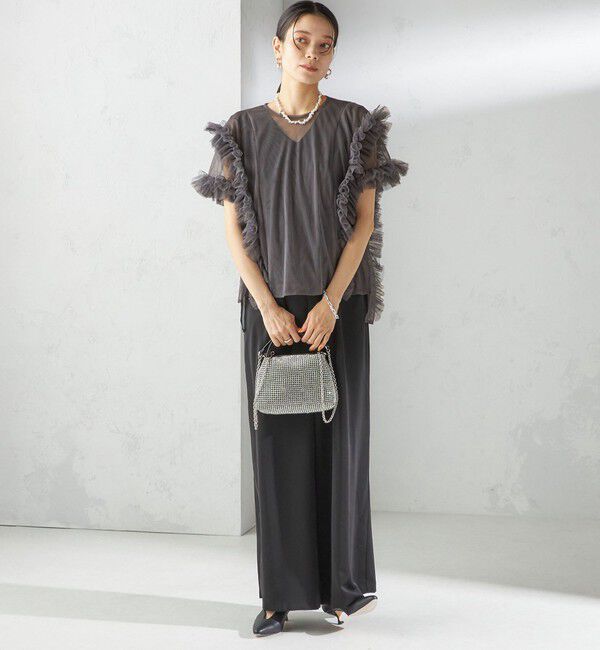 SHIPS for women「【SHIPS別注】kaene:チュール フリル スリーブ オールインワン（セレモニー対応可）」|オールインワン|