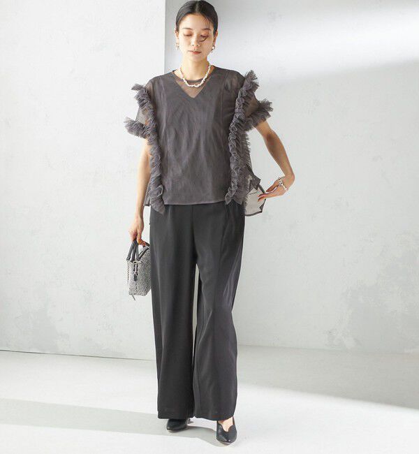 SHIPS for women「【SHIPS別注】kaene:チュール フリル スリーブ オールインワン（セレモニー対応可）」|オールインワン|