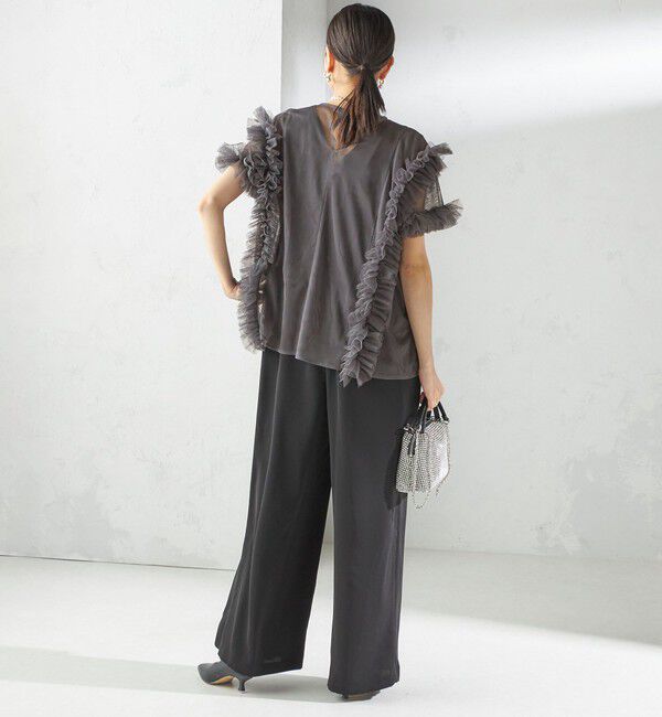 SHIPS for women「【SHIPS別注】kaene:チュール フリル スリーブ オールインワン（セレモニー対応可）」|オールインワン|