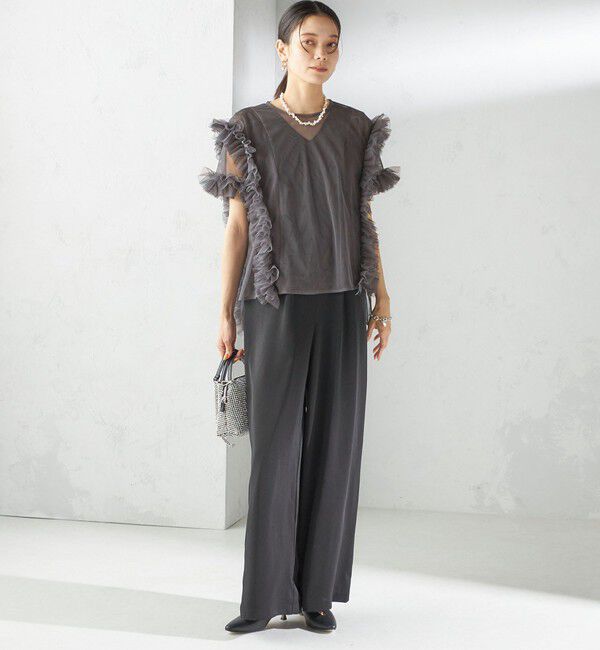 SHIPS for women「【SHIPS別注】kaene:チュール フリル スリーブ オールインワン（セレモニー対応可）」|オールインワン|