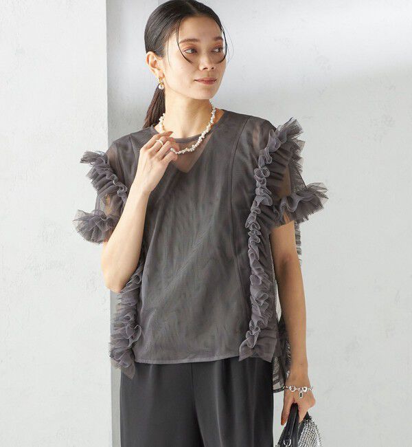 SHIPS for women「【SHIPS別注】kaene:チュール フリル スリーブ オールインワン（セレモニー対応可）」|オールインワン|