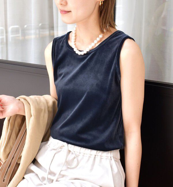 SHIPS for women「〈手洗い可能〉ポリエステル スノー ベロア 前後 2WAY タンクトップ」|タンクトップ|ネイビー