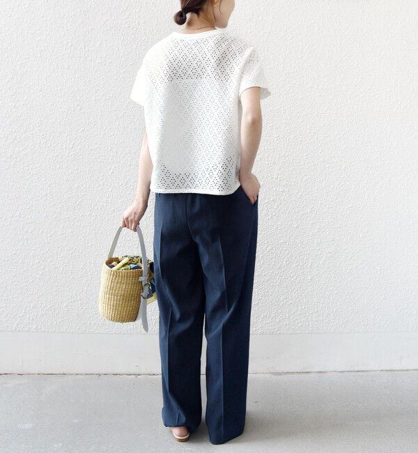 SHIPS for women「《一部追加予約》〈手洗い可能〉アイレット ショート スリーブ プルオーバー」|Tシャツ・カットソー|