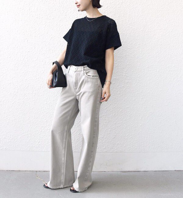 SHIPS for women「《一部追加予約》〈手洗い可能〉アイレット ショート スリーブ プルオーバー」|Tシャツ・カットソー|