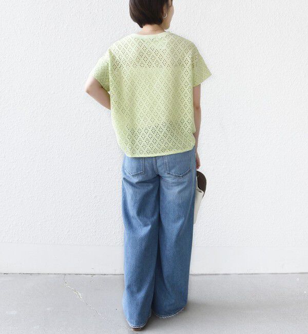 SHIPS for women「《一部追加予約》〈手洗い可能〉アイレット ショート スリーブ プルオーバー」|Tシャツ・カットソー|