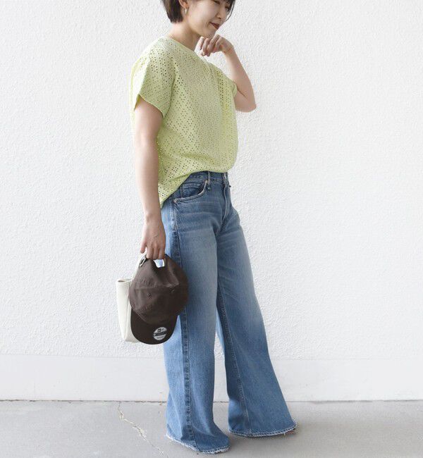 SHIPS for women「《一部追加予約》〈手洗い可能〉アイレット ショート スリーブ プルオーバー」|Tシャツ・カットソー|