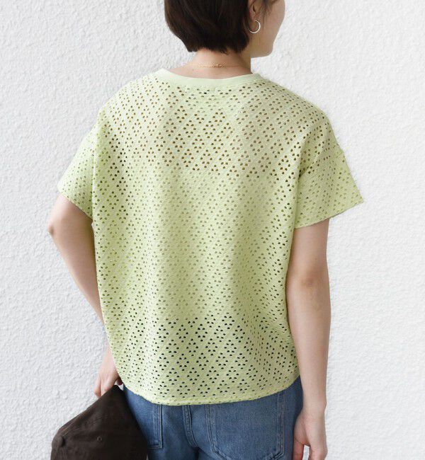 SHIPS for women「《一部追加予約》〈手洗い可能〉アイレット ショート スリーブ プルオーバー」|Tシャツ・カットソー|