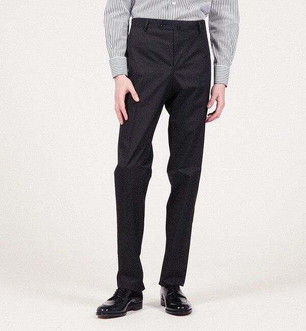 TOMORROWLAND MENS「コットンポリエステルハイカウント ノープリーツスリムスラックス」|スラックス|