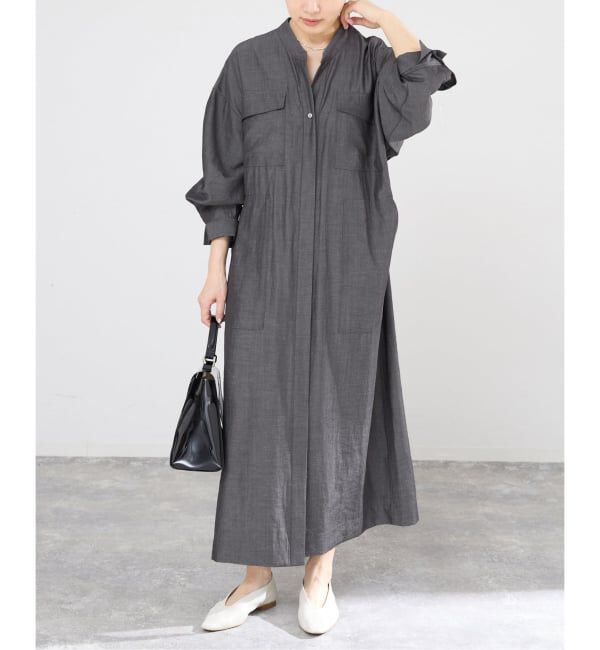 IENA「2WAY シャンブレー ワークワンピース」|ワンピース|ブラック A