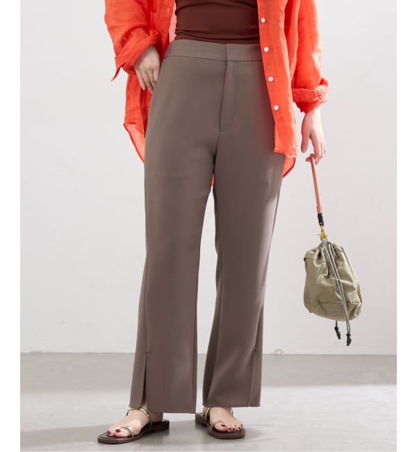 IENA「ダブルクロススリットパンツ」|スラックス|カーキ