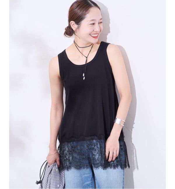 JOURNAL STANDARD「《追加予約3》レースヘムシアータンク」|Tシャツ・カットソー|ブラック