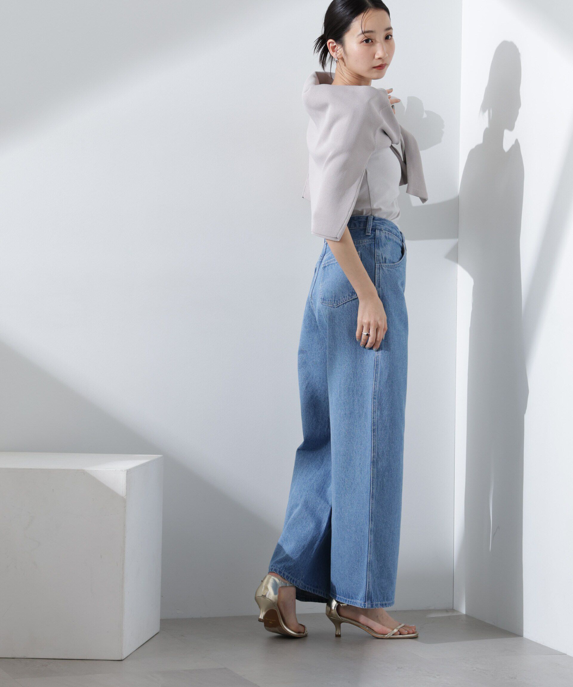 nano･universe「ワイドデニムパンツ（セットアップ可）」|チノ|