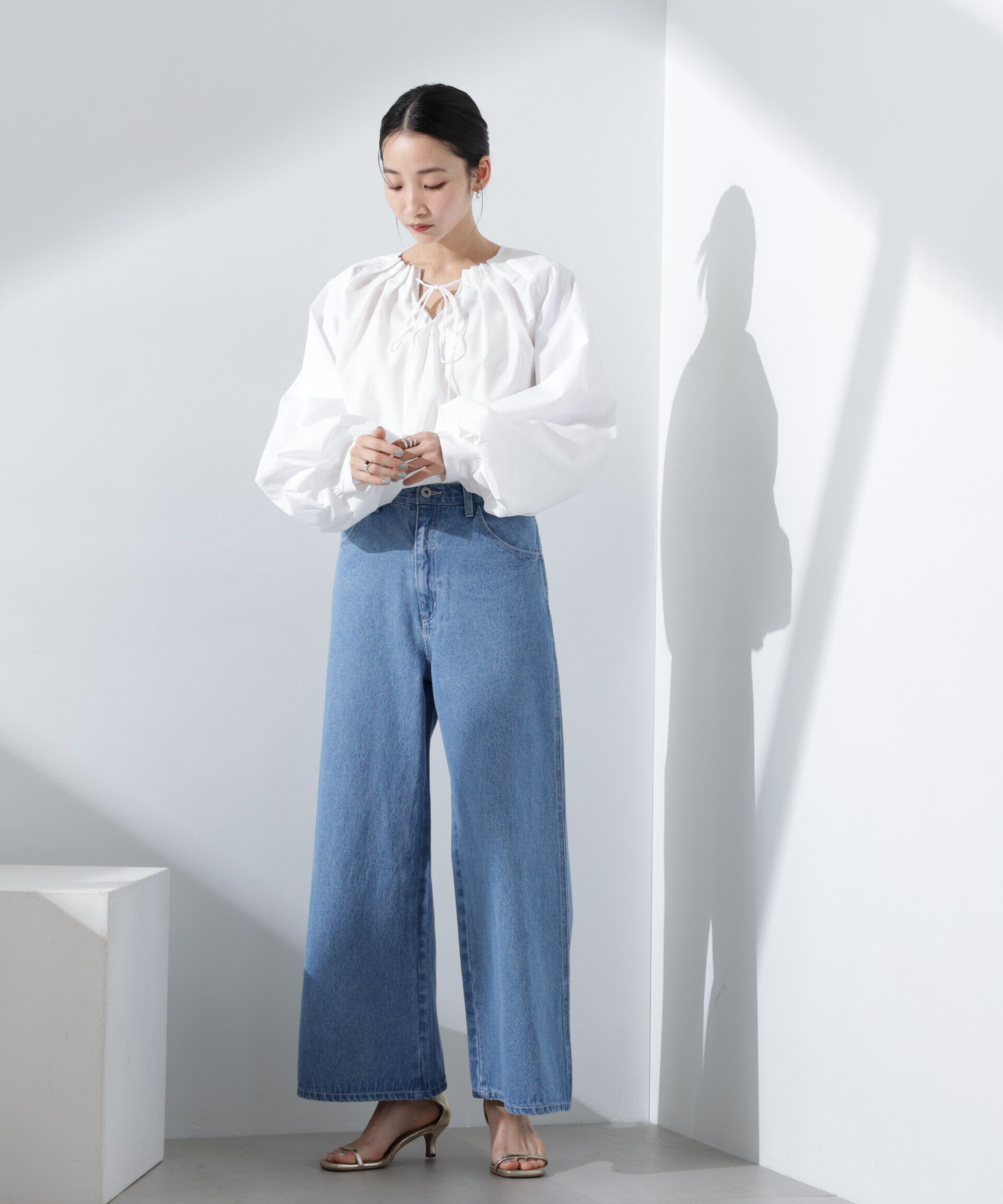 nano･universe「ワイドデニムパンツ（セットアップ可）」|チノ|