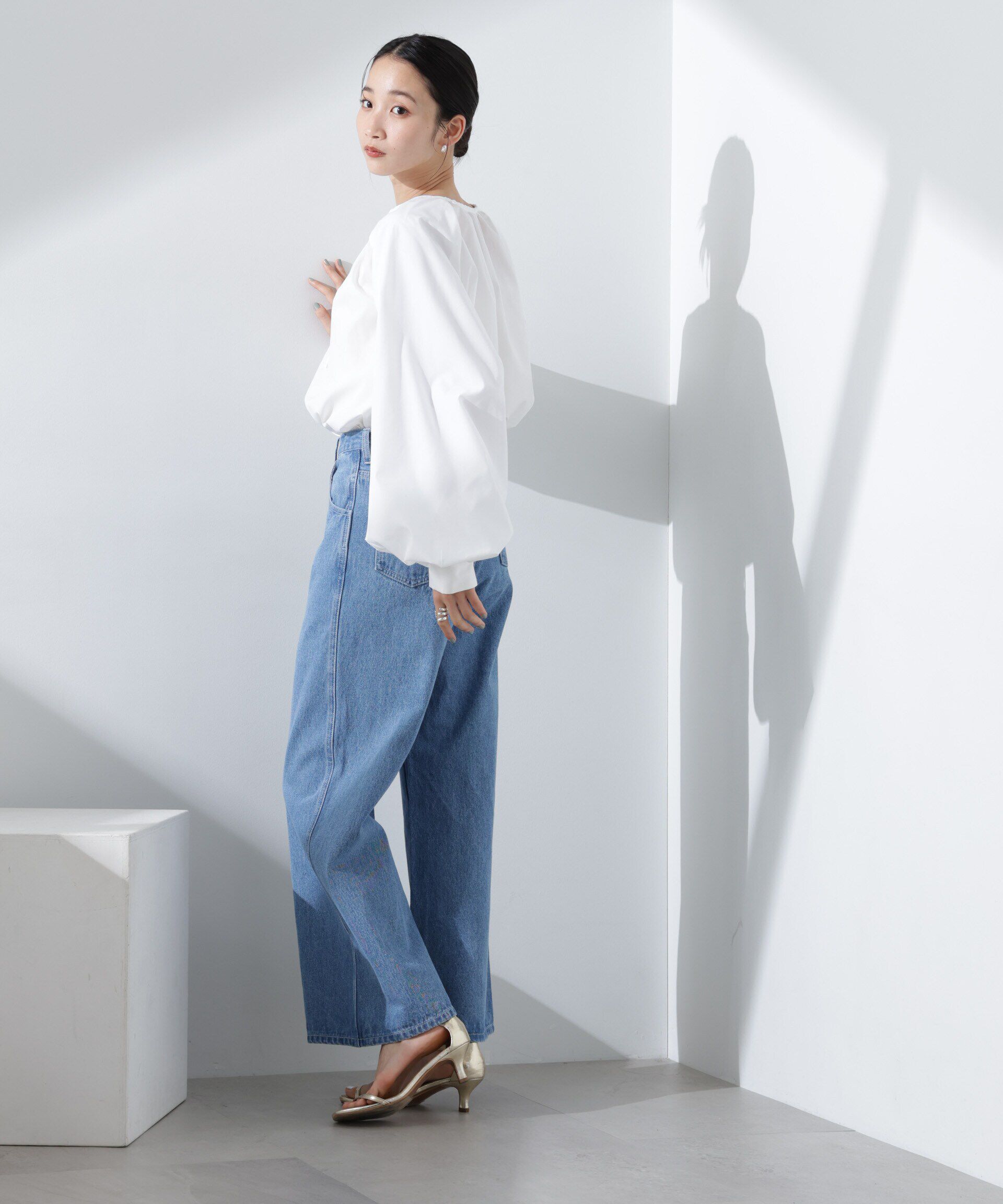 nano･universe「ワイドデニムパンツ（セットアップ可）」|チノ|