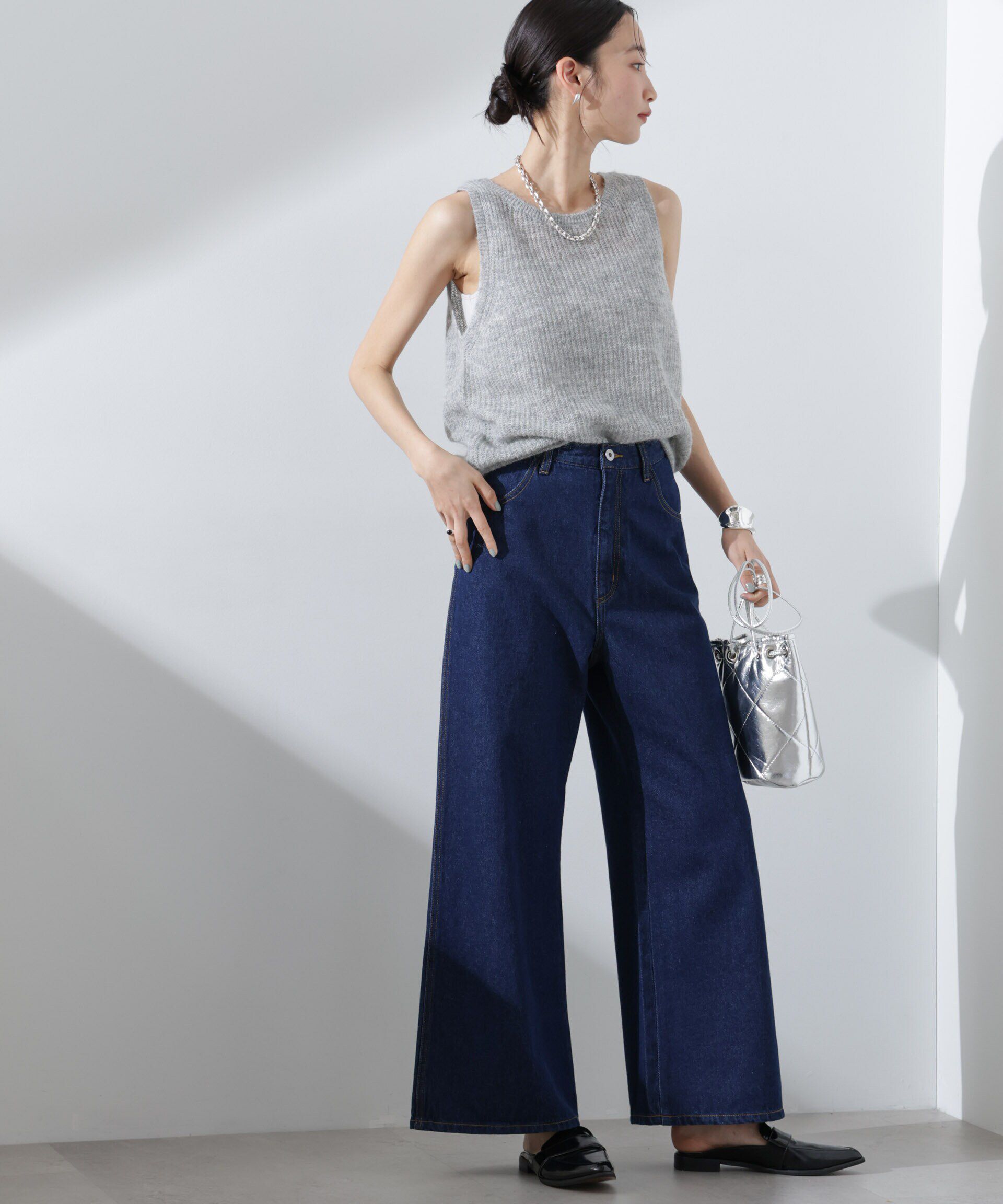 nano･universe「ワイドデニムパンツ（セットアップ可）」|チノ|