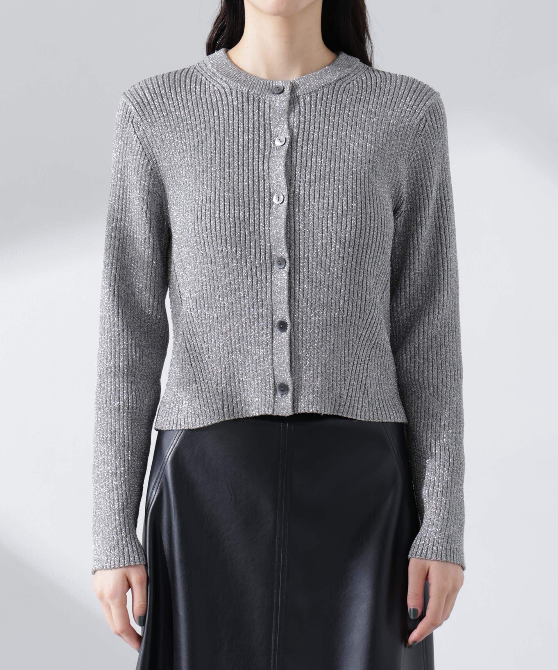 nano･universe「グリッターラメニットカーディガン（セットアップ可）」|ニット・セーター|