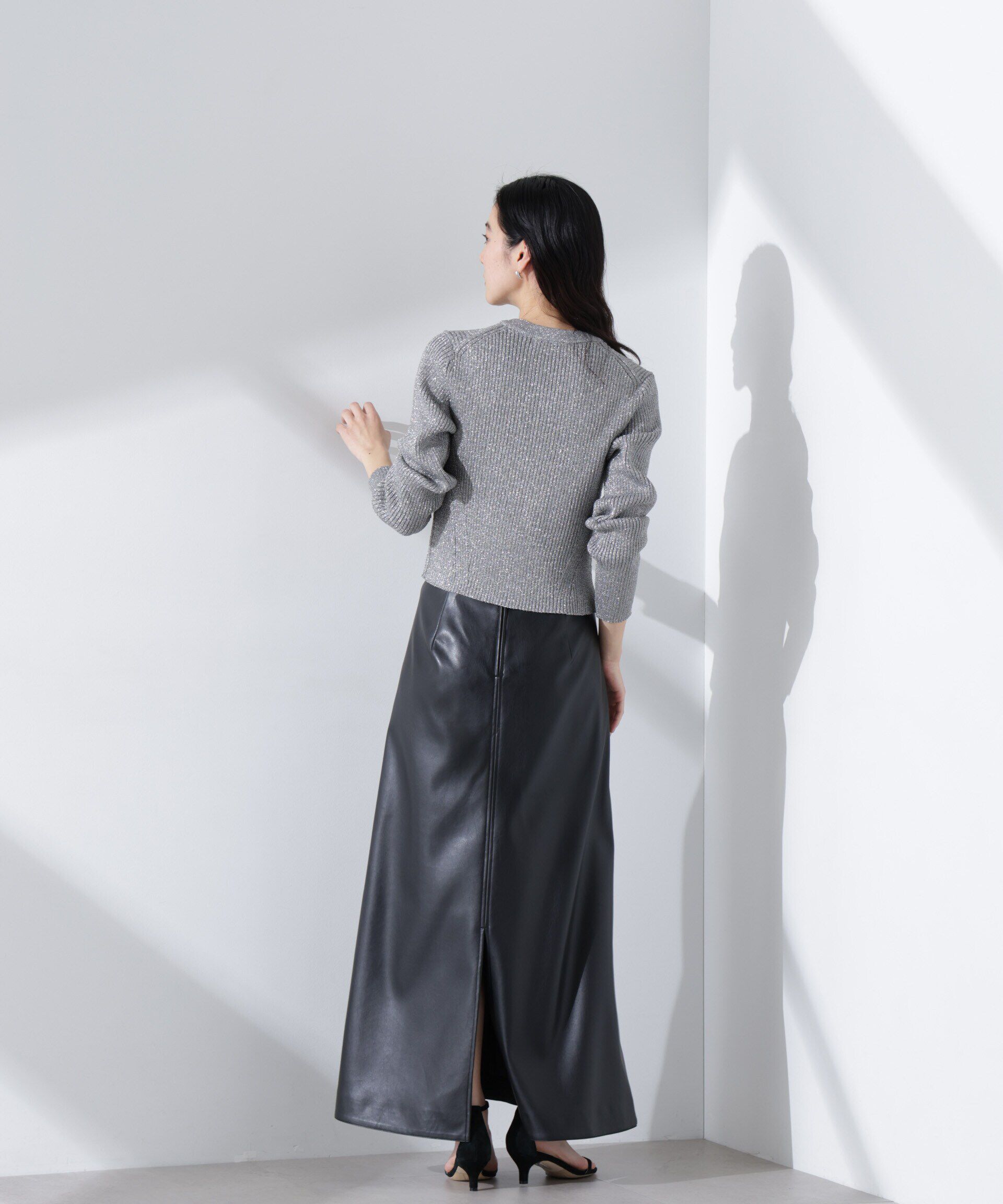 nano･universe「グリッターラメニットカーディガン（セットアップ可）」|ニット・セーター|