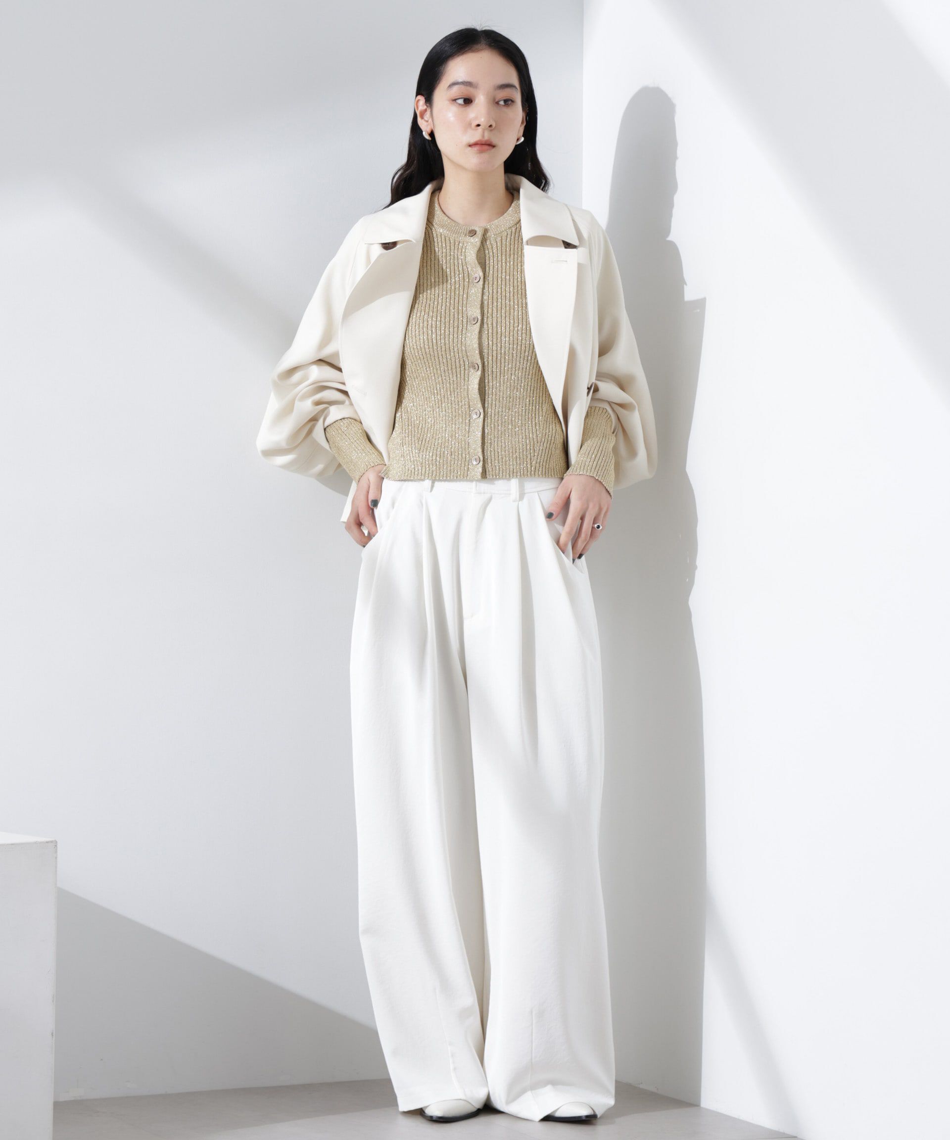 nano･universe「グリッターラメニットカーディガン（セットアップ可）」|ニット・セーター|