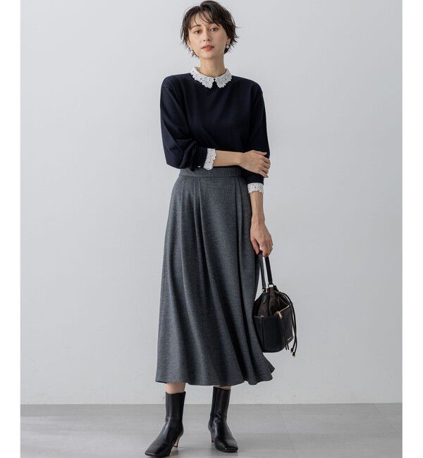 23区「【洗える】エンブロイダリー フラワーレースコンビ ニット」|ニット・セーター|