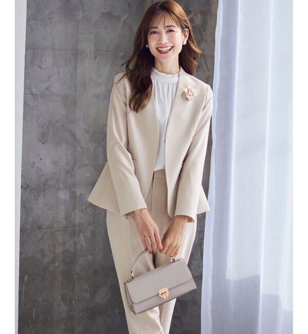 ANY SIS「【洗える】セレモニーダブルクロス カラーレス ジャケット」|ノーカラージャケット|