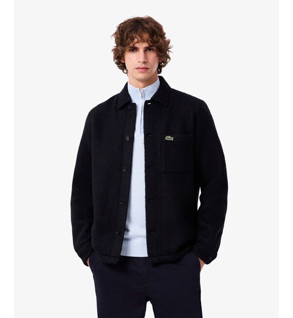 LACOSTE「ウールブレンドフェルトオーバーサイズ アウターシャツ」|シャツ・ブラウス|ダークネイビー