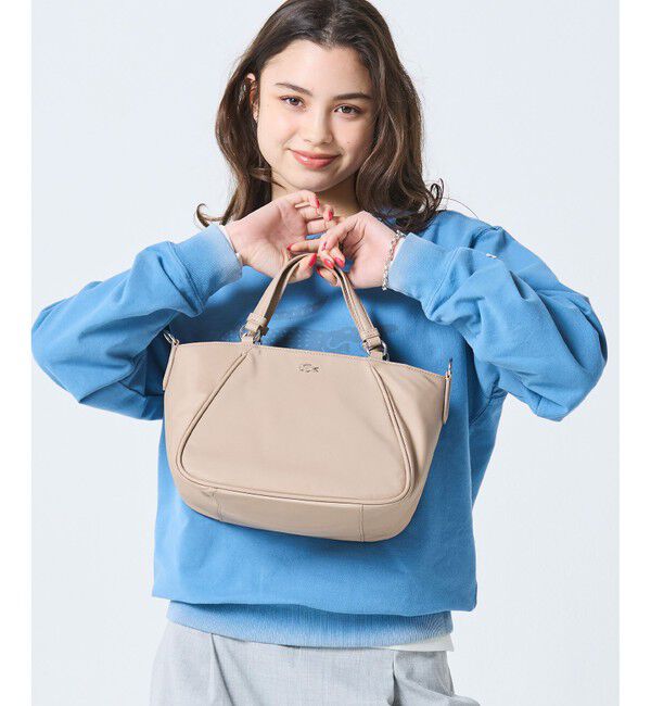 LACOSTE「デイ イン L トップハンドルバッグ」|ハンドバッグ|ベージュ