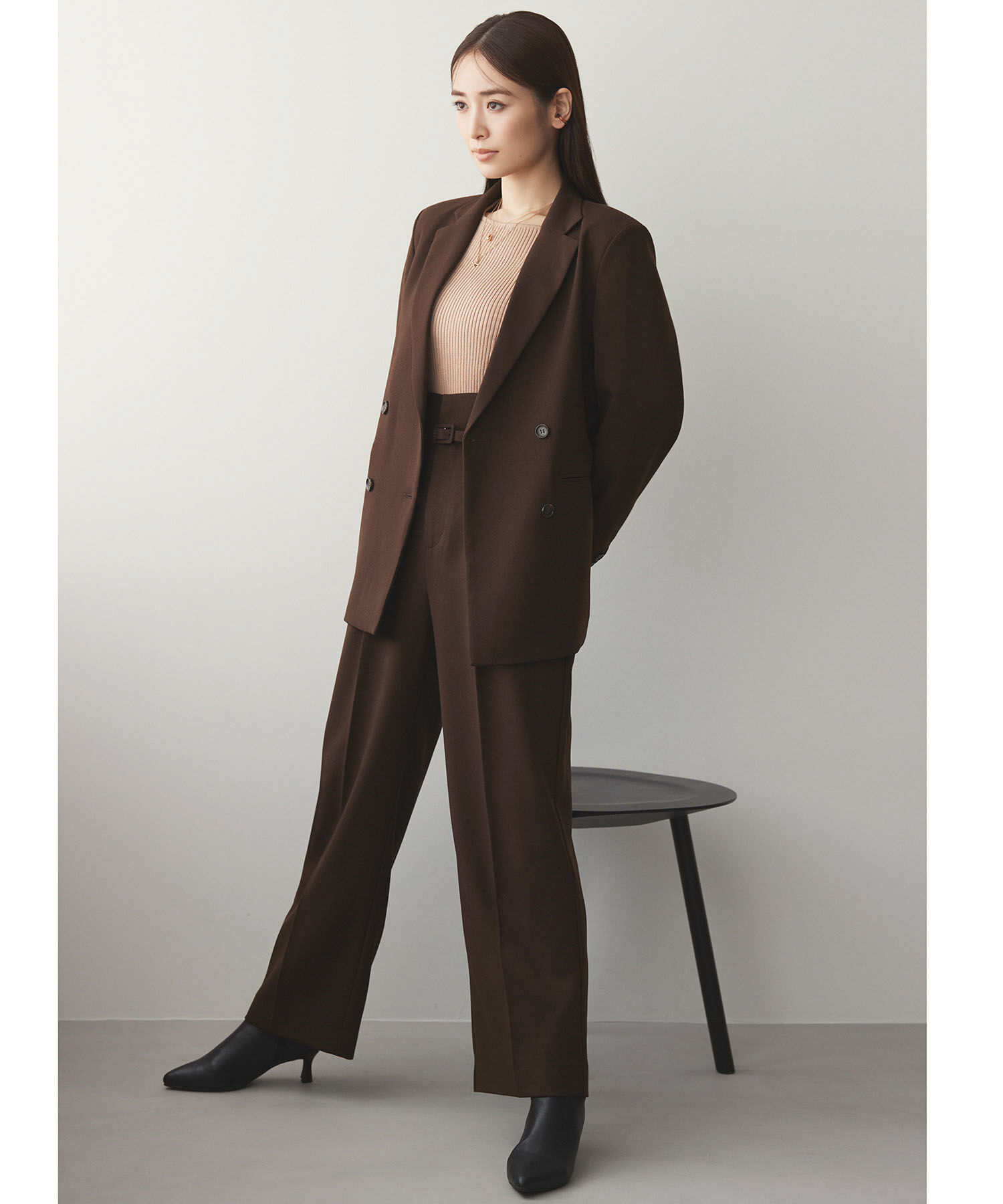 VIS「【Washable・EASY CARE】エコウールタッチワイドパンツ【sustainable】」|スラックス|