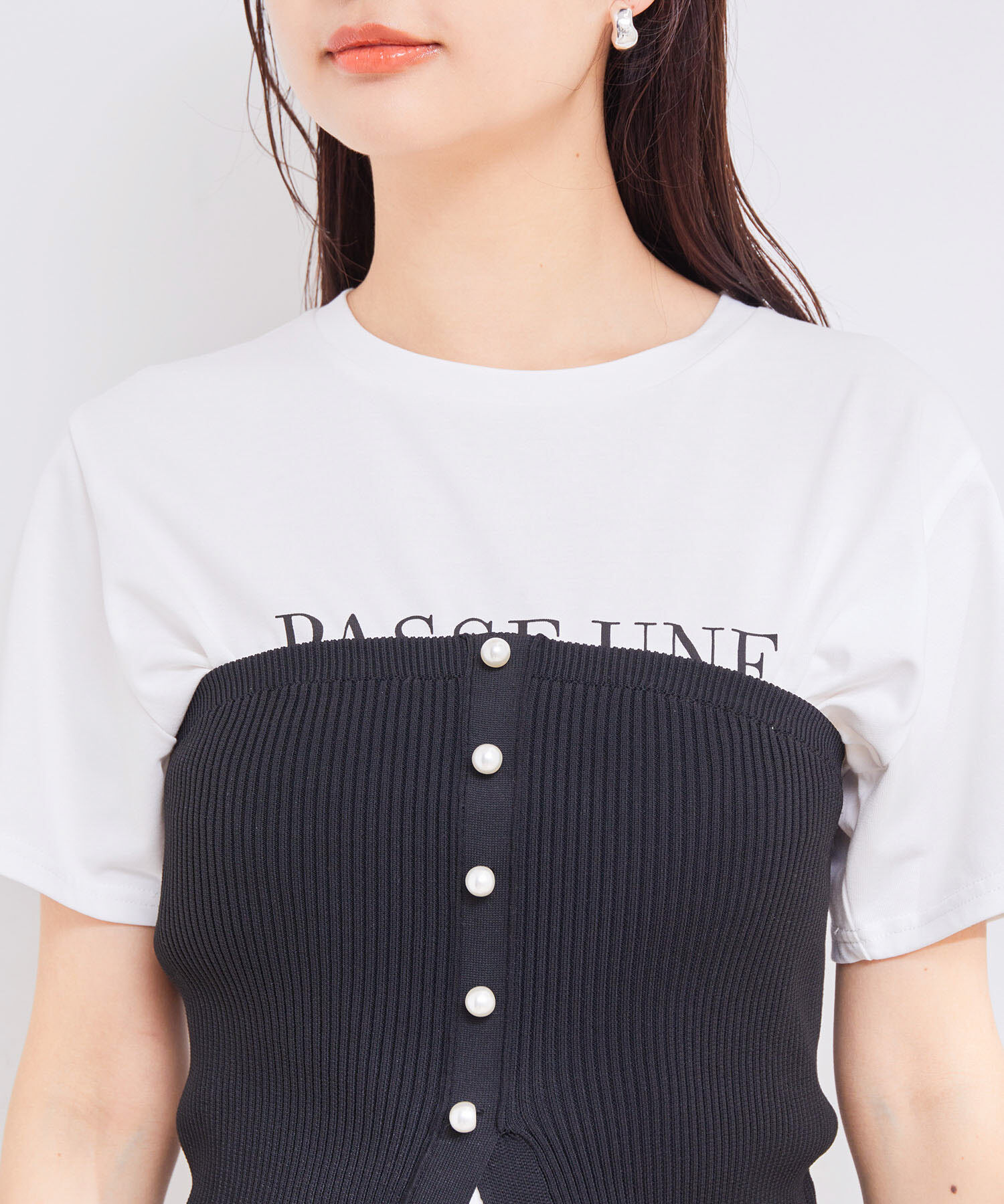 VIS「【洗える】パール釦ニットビスチェ」|ニット・セーター|