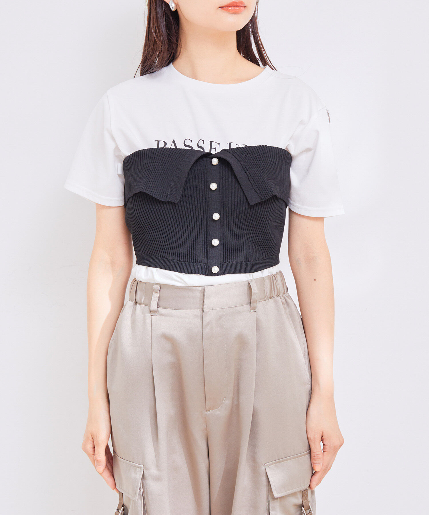 VIS「【洗える】パール釦ニットビスチェ」|ニット・セーター|