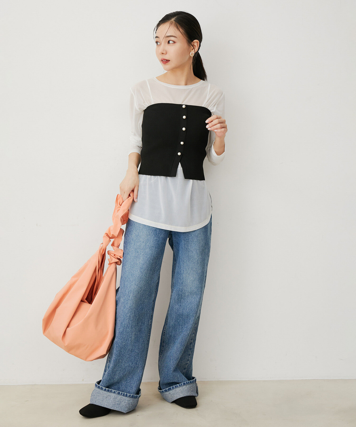 VIS「【洗える】パール釦ニットビスチェ」|ニット・セーター|