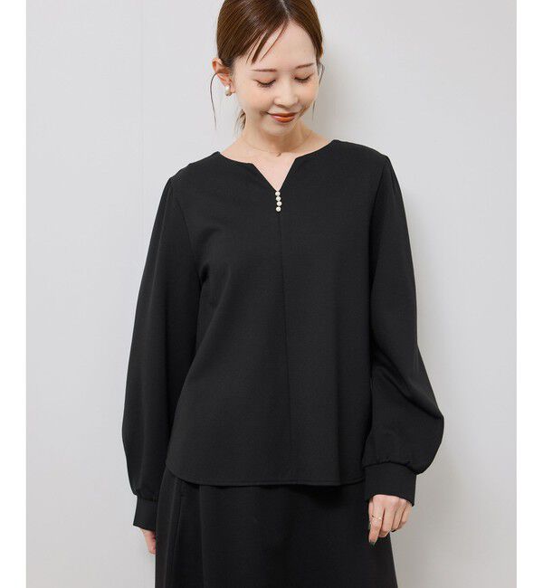 Rope&rsquo;Picnic「パール付きポンチプルオーバー/セットアップ対応」|Tシャツ・カットソー|ブラック(01)