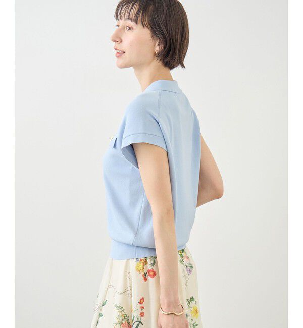 Rope&rsquo;Picnic「八方映えニット 金ボタンフレンチスリーブポロカラーカーディガン/UVカット・接触冷感・イージーケア」|カーディガン|