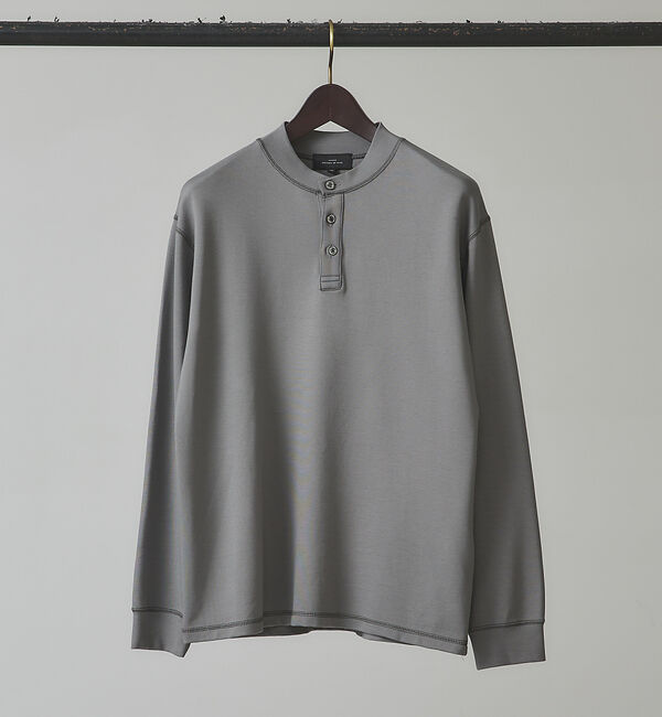 ABAHOUSE「【ヘンリーネック】ポンチ 長袖 Ｔシャツ」|Tシャツ・カットソー|グレー