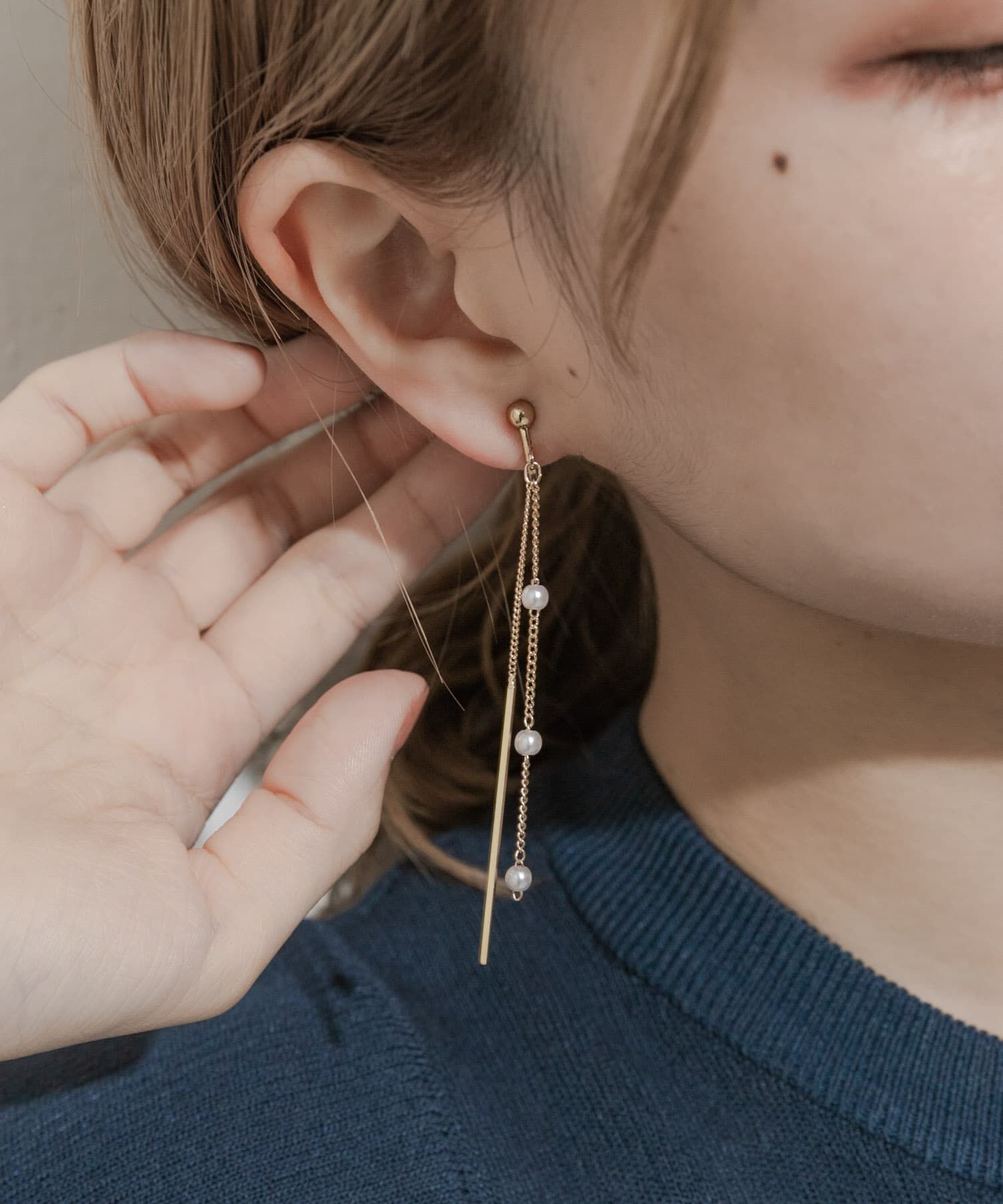 SMELLY「ミニパールチェーンイヤリング」|イヤリング|