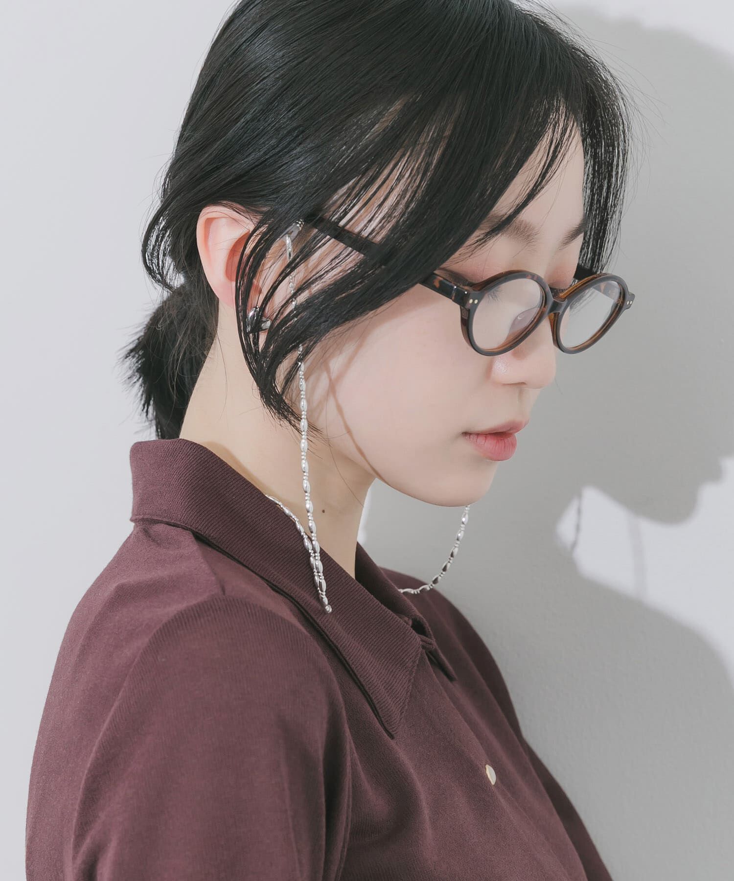 SMELLY「メタルオーバルビーズメガネチェーン」|メガネ|