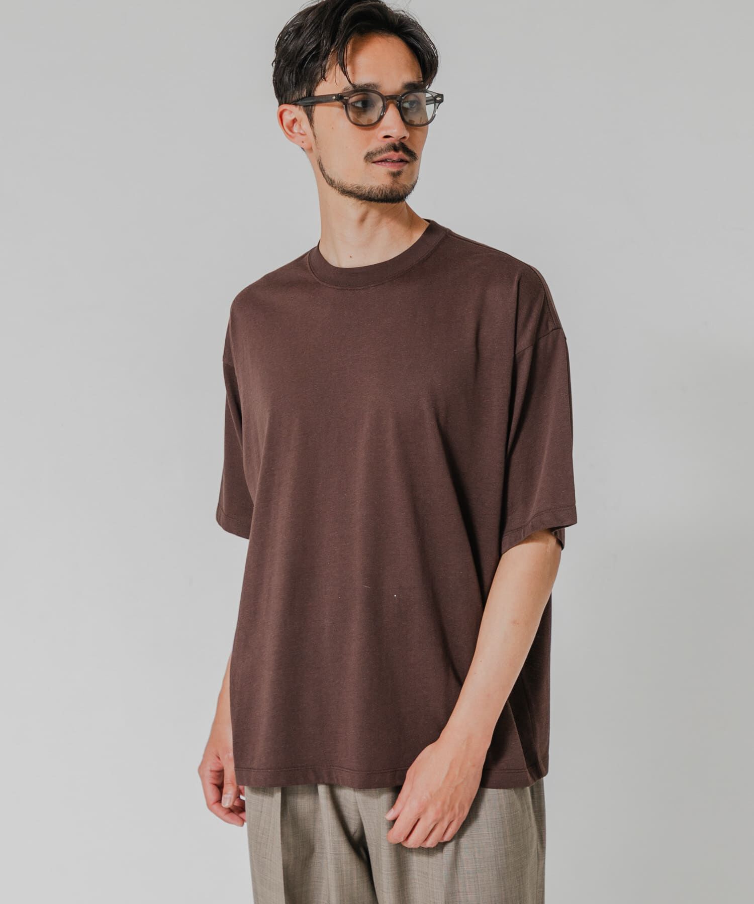 URBAN RESEARCH「HEMP SILK BLEND T-SHIRTS」|Tシャツ・カットソー|ブラウン
