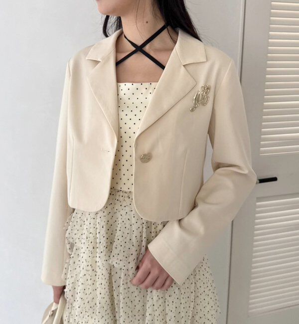  「ブローチ付きショートテーラージャケット/WEB限定リバイバル」|テーラードジャケット|