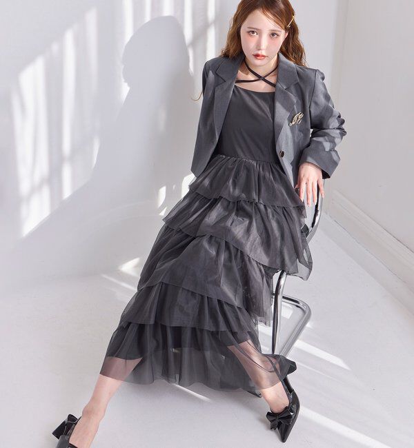  「ブローチ付きショートテーラージャケット/WEB限定リバイバル」|テーラードジャケット|