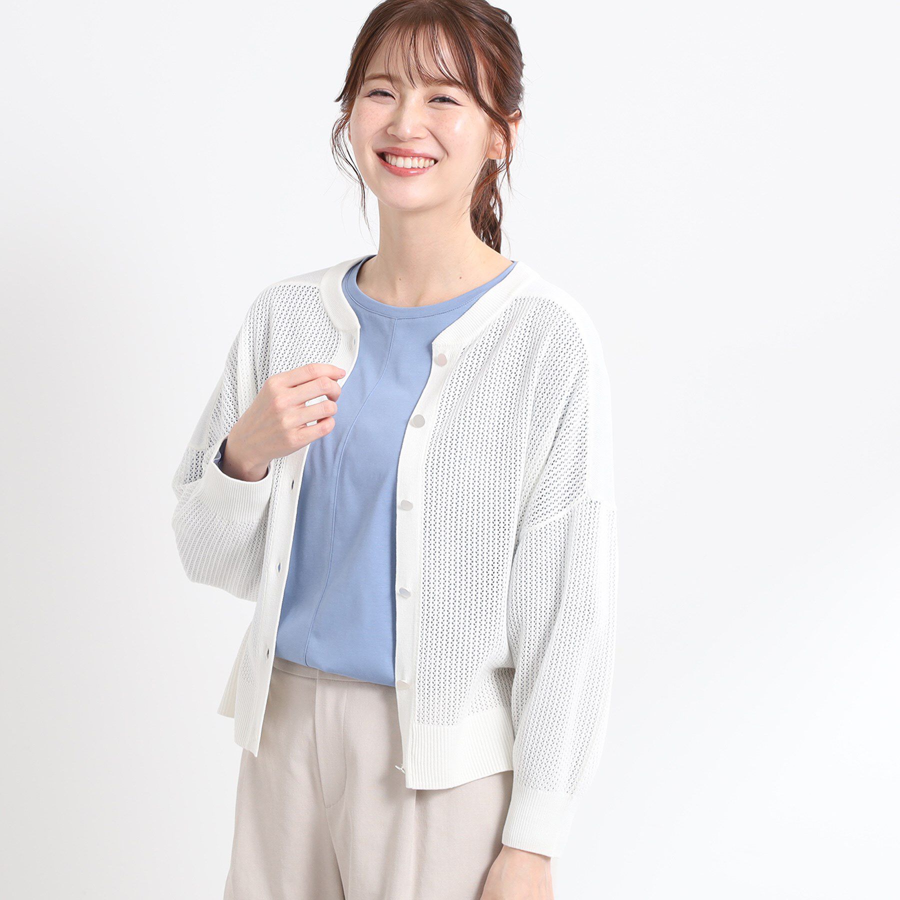 Reflect「【E‐QUALITY／手洗い可】ドライタッチカーディガン」|カーディガン|オフホワイト(003