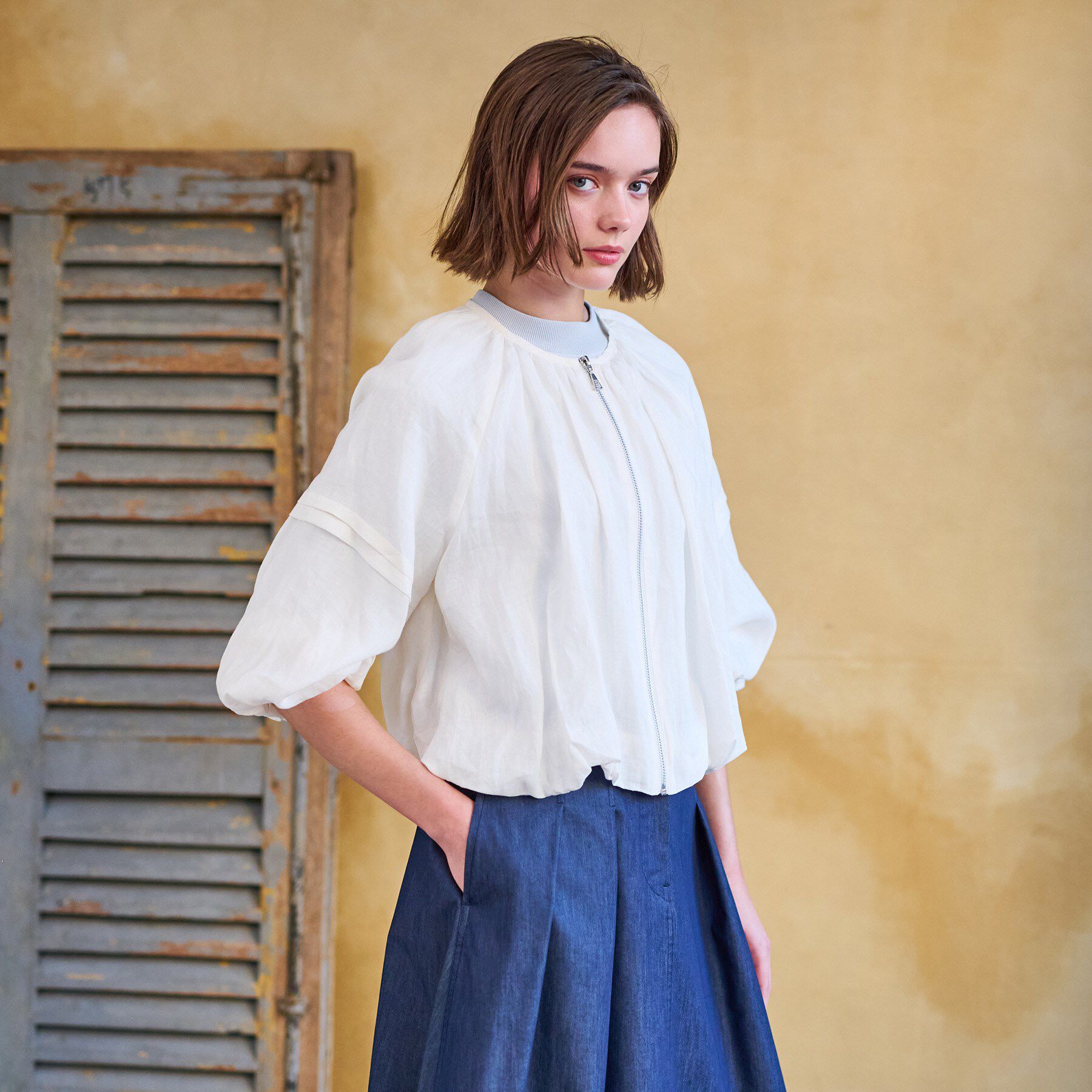 DRESSTERIOR「【洗える/リネン100％】ウォッシャブルペーパーリネンブルゾン」|ブルゾン・スタジャン|