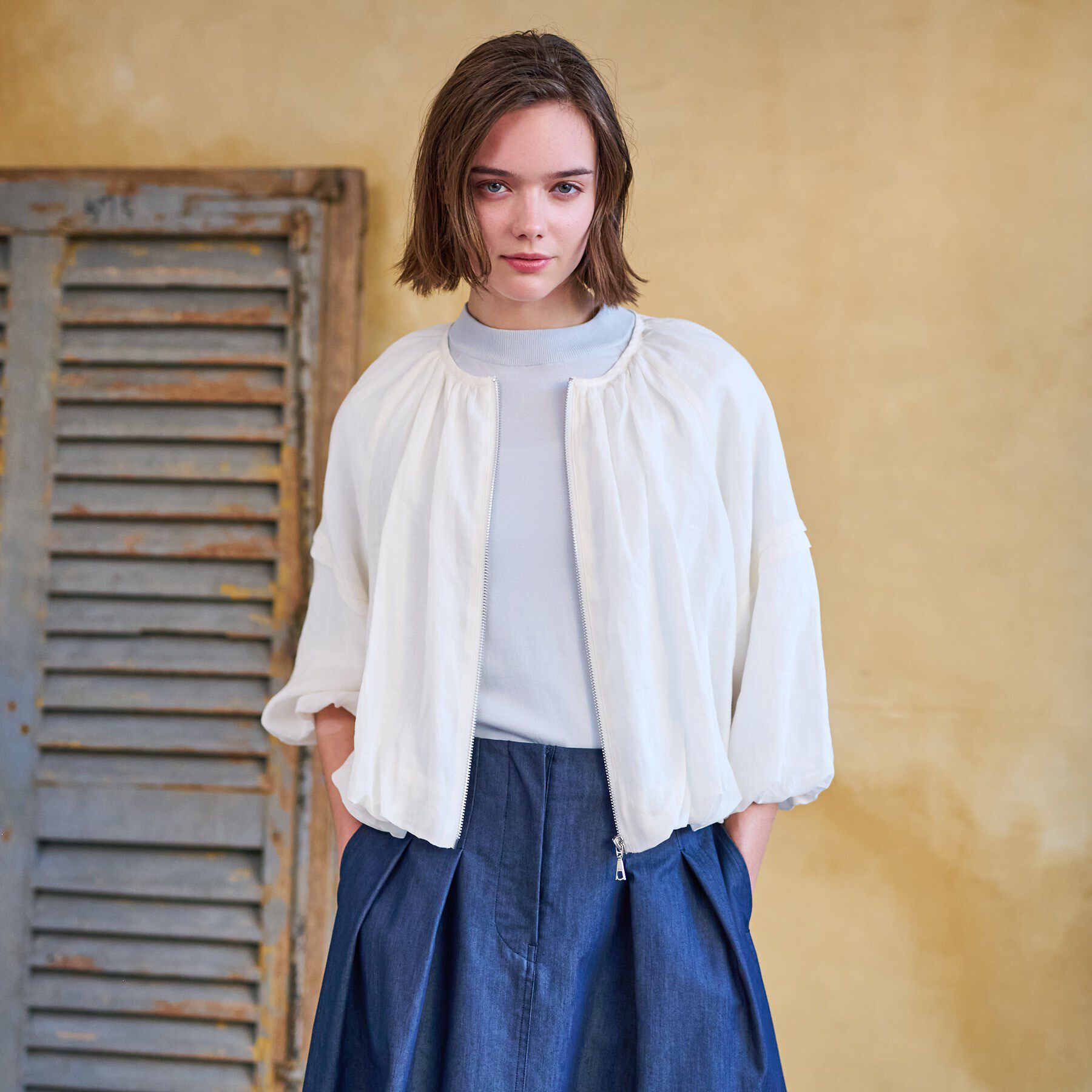 DRESSTERIOR「【洗える/リネン100％】ウォッシャブルペーパーリネンブルゾン」|ブルゾン・スタジャン|