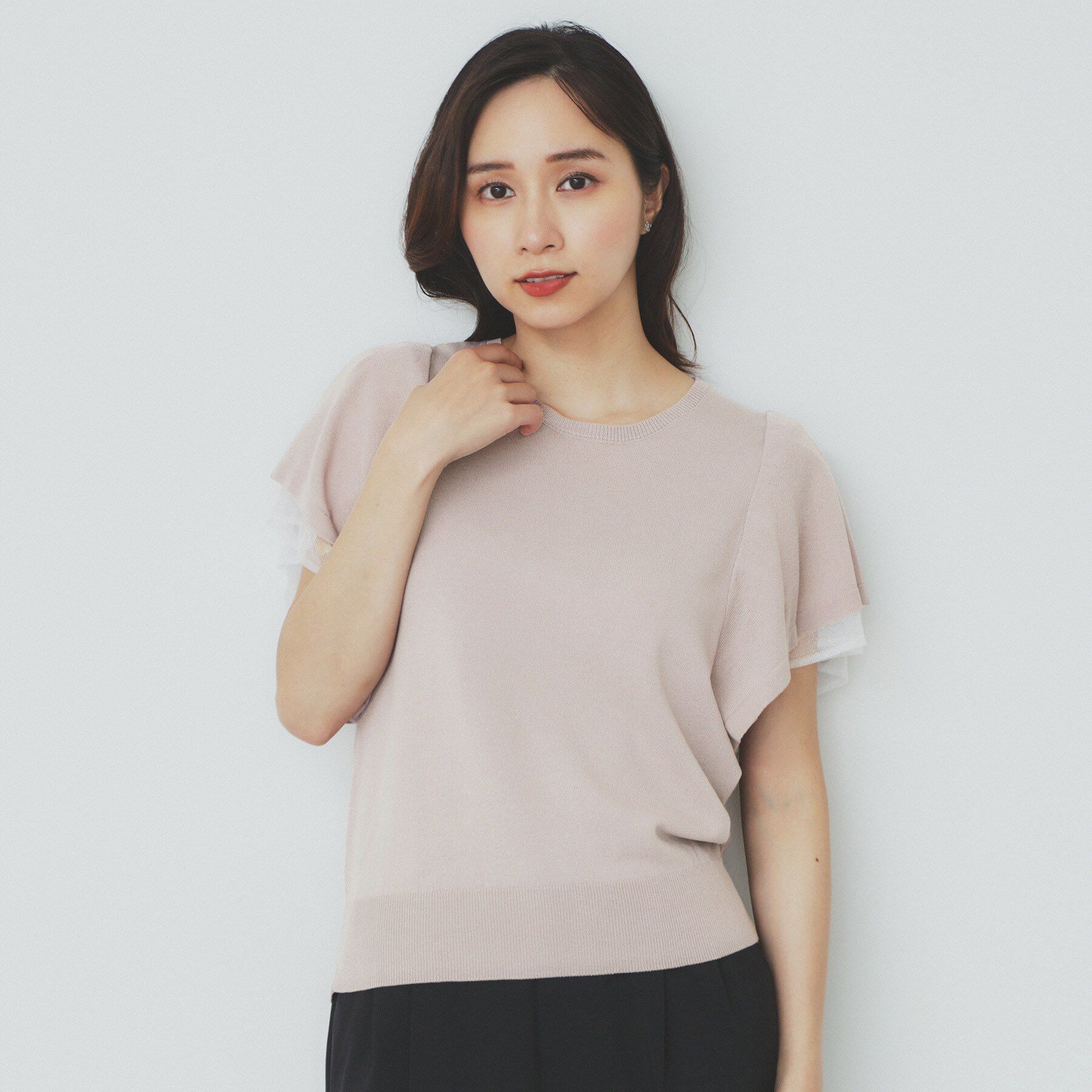 index「ダブルフレアスリーブニット【洗濯機洗い可/抗ピル/UVケア】」|ニット・セーター|