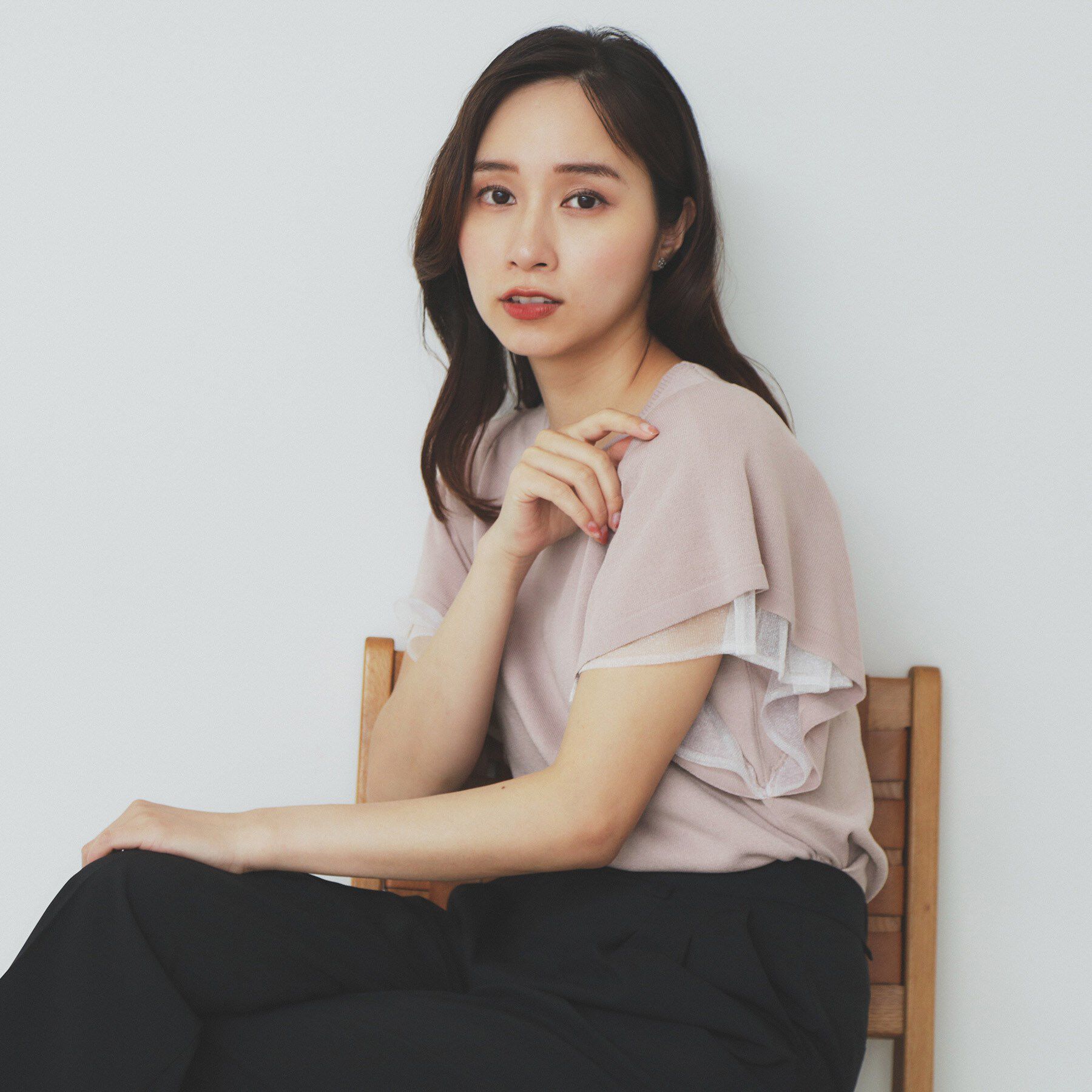 index「ダブルフレアスリーブニット【洗濯機洗い可/抗ピル/UVケア】」|ニット・セーター|ピンクベージュ(05